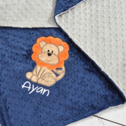 Personalized Minky Baby Boy Blanket - Baby Minky Lion Woodland Nursery - thumbnail 3