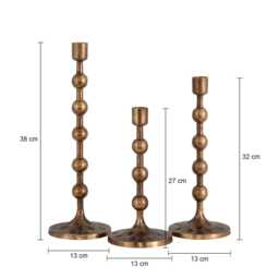Antique Brass Finish Candle Holder Modern Farmhouse Decor - Set Of 3 - thumbnail 3