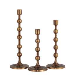 Antique Brass Finish Candle Holder Modern Farmhouse Decor - Set Of 3 - thumbnail 2