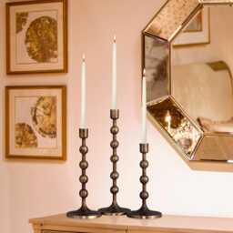 Antique Brass Finish Candle Holder Modern Farmhouse Decor - Set Of 3