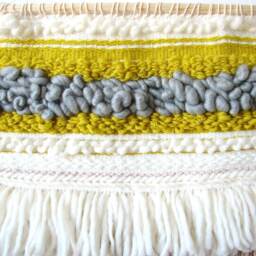 Woven Wall Hanging Boho Tapestry With Yellow, Gray & Beige - thumbnail 3
