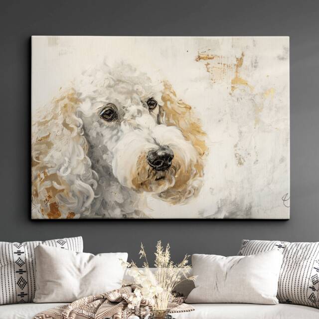 Poodle Cream Style Abstract Dog Oil Painting Framed Poster Print Or Canvas Wall Decor Art Bedroom Home Interior Gift For Pet Lover - image 1