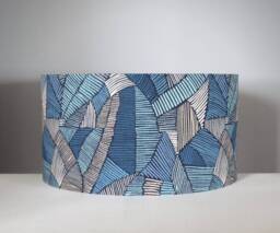 Blue Abstract Geometric Lampshade, 20cm To 50cm Diameters, For Ceiling Or Lamp Base