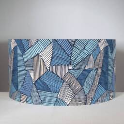Blue Abstract Lampshade Geometric With Gold Silver Or White Lining in 20cm To 50cm Diameter, For Ceiling Lamp Base - thumbnail 3