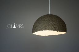 Paper Mache Lamp, Pendant Light, Hanging Paper Industrial Lamp, Minimal, Paper Pulp Eco Friendly, Bronze - thumbnail 1