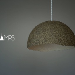 Paper Mache Lamp, Pendant Light, Hanging Paper Industrial Lamp, Minimal, Paper Pulp Eco Friendly, Bronze - thumbnail 2