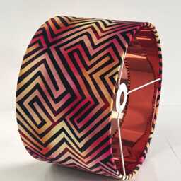Handmade By Order Luxury Pink Red Black Geometric Print Abstract Art Design Velvet Drum Lamp Shade Pendant Light All Shapes Sizes - thumbnail 3