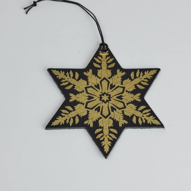 Festive Decorations - Snowflake Leather Tree Ornament Novelty Leatherhandmade Trinket Bauble Weird & Wacky - image 1