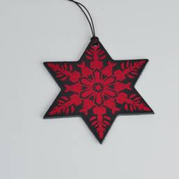 Festive Decorations - Snowflake Leather Tree Ornament Novelty Leatherhandmade Trinket Bauble Weird & Wacky - thumbnail 3