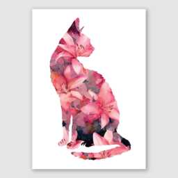 Floral Cat Silhouette Print Set - Botanical Wall Art, Unframed - thumbnail 3