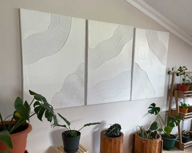 Elegant Textured Wall Art With Flowing Curves Boho Minimalist Design To Enhance Your Living Room Or Bedroom Decor Unique Artistic Charm - image 1