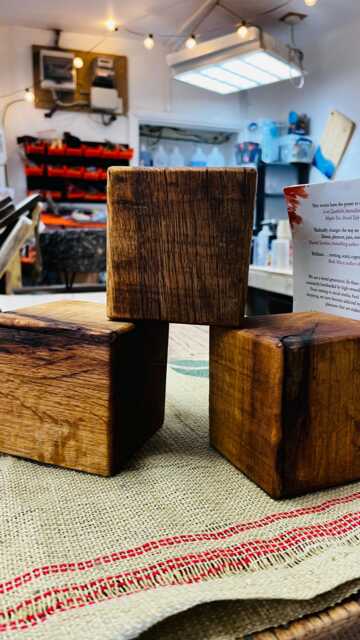 Set Of 2 X 10cm Solid Wood Oak Bookends - Handmade Reclaimed Wood, By Oceanic Woodstore Wooden Book Ends For Your Home Office Or Work - image 1