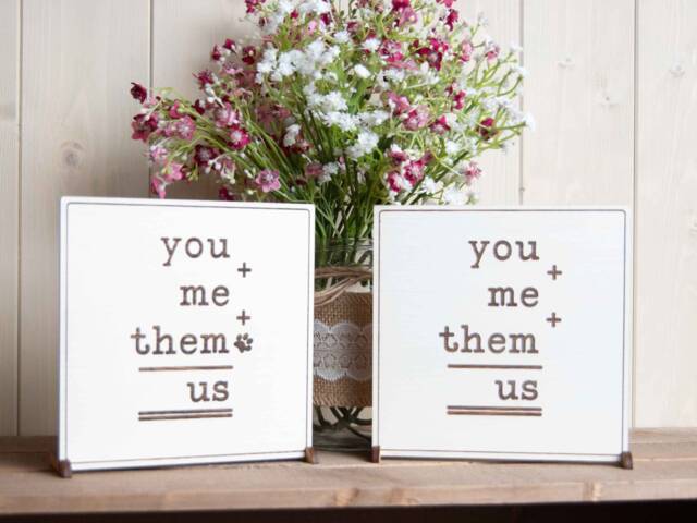 You Me Them Us Wooden Sign, Family Plaque, 6 Colour Choices, Rustic Home Decor - image 1