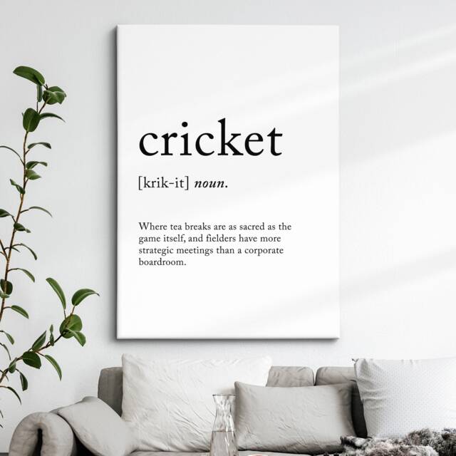 Cricket Definition Dictionary Funny Sports Quote Minimalist Framed Print & Canvas Wall Art Poster Home Decor Interior Gift - image 1