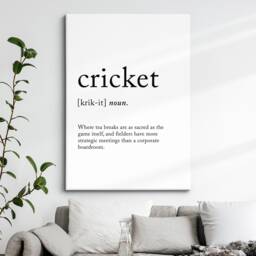 Cricket Definition Dictionary Funny Sports Quote Minimalist Framed Print & Canvas Wall Art Poster Home Decor Interior Gift - thumbnail 1
