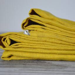 Mustard Linen Bath Towel, Thick Softened Baltic - thumbnail 2