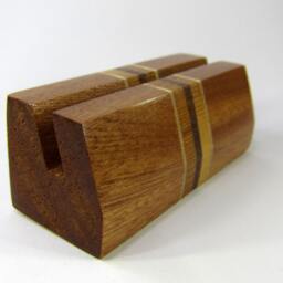 Mahogany Wood Business Card Holder Reclaimed Hardwood Office Desk Display - thumbnail 2