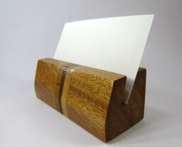 Mahogany Wood Business Card Holder Reclaimed Hardwood Office Desk Display - thumbnail 1