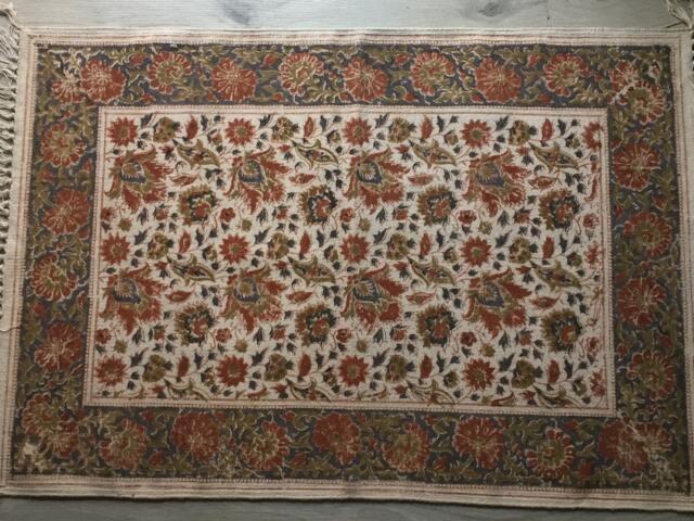 Handmade Cotton Rug Block Print Floral Design - 2 X 3 Ft - image 1