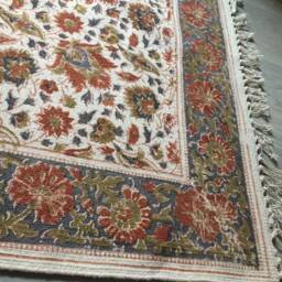 Handmade Cotton Rug Block Print Floral Design - 2 X 3 Ft - thumbnail 3