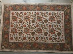 Handmade Cotton Rug Block Print Floral Design - 2 X 3 Ft - thumbnail 1