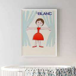 1950's Le Blanc French Poster Print Affiche Plakat Illustration Kawaii Scandinavian Children ???????????? Yoshitomo Nara France + Free Shipping - thumbnail 3