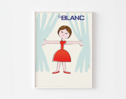 1950's Le Blanc French Poster Print Affiche Plakat Illustration Kawaii Scandinavian Children ???????????? Yoshitomo Nara France + Free Shipping - thumbnail 1