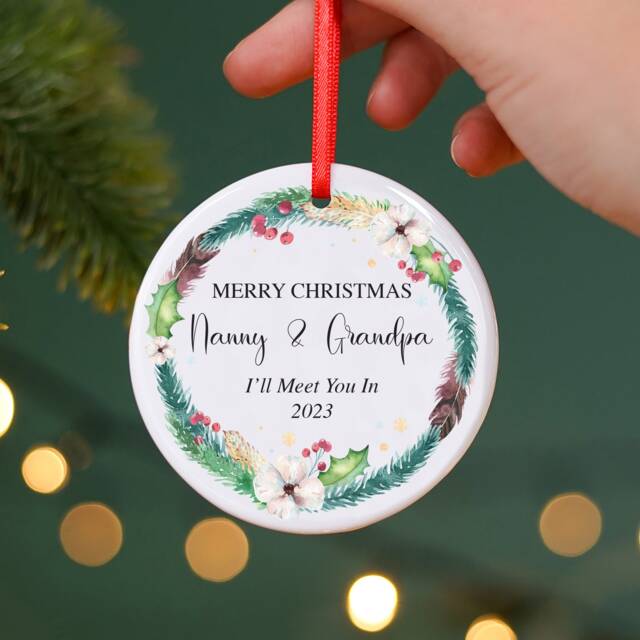 Personalised Pregnancy Announcement Christmas Ornament Ceramic Bauble Keepsake - image 1