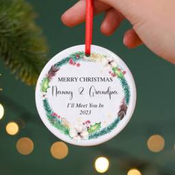 Personalised Pregnancy Announcement Christmas Ornament Ceramic Bauble Keepsake - thumbnail 1