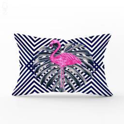 Pink Flamingo Rectangle Cushion Cover - Black Stripes, Oeko-Tex?? - thumbnail 1