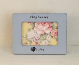 Ring Bearer Picture Frame, Personalized Ring Gift, Custom Bearer, Wedding - Flowers in December - thumbnail 1