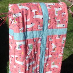 Gender Neutral Llama Baby Quilt, Reversible, Nursery Bedding - thumbnail 4