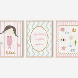 Ocean Mermaid & Shells Themed Prints For Girls Nursery, Bedroom Or Playroom - thumbnail 2