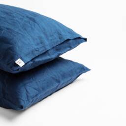 Linen Pillowcases Set Of 2, Navy Blue Pillow Covers, Washed European Flax Bedding, For Hot Sleepers, All Year-Round Minimalism - thumbnail 2