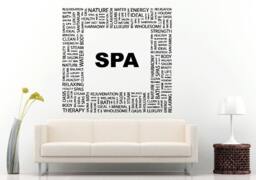 Spa Salon Relaxation Words Square Shape Typography Wall Decal Vinyl Sticker Mural Room Decor L672 - thumbnail 1