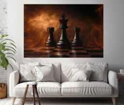 Abstract Chess Wall Art, Canvas Print, Master Gift, Decor, Canvas, Painting, Poster - thumbnail 1