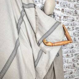 Heavy Raw Linen Blanket, Softened Rustic Burlap Fringed Grain Beach Throw, Throw Cover Vintage - thumbnail 3