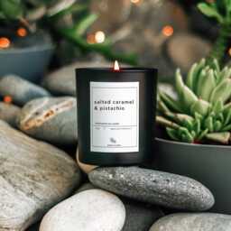 Salted Caramel & Pistachio Soy Candle Vegan Vanilla Sweet Dessert For Birthday Thank You Gift Christmas Her - thumbnail 2
