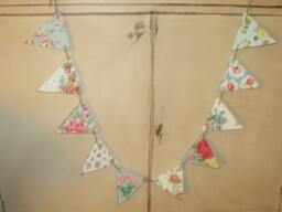 Handcrafted Wooden Bunting Garland Made Using Cath Kidston Design Vintage Roses Dresser Display Party Gift Home Wedding Wall Hanging - thumbnail 1