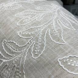 "Natural Embroidered Cushion Cover, Pillow , Throw Cover - Leaf Design/John Lewis Fabric -Countryside Home Rectangle 12"" X 20" - thumbnail 3
