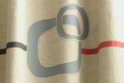 Red Graphite Blue Minimalist Linen Curtains, Modern Mid Century Curtain With Geometric Design, Funky, Industrial Style Drapery - thumbnail 2