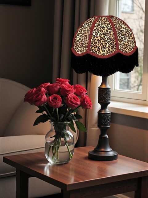 Traditional Handmade Leopard Print Table Lampshade Floor Standard Lamp Shades Ceiling Light Pendants - Animal Print Fabric - image 1