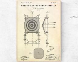 Archery Target 1880 Patent Print. Antique Wall Art. Hunting Vintage Decor. Blueprint Poster. Archer Gift - thumbnail 1
