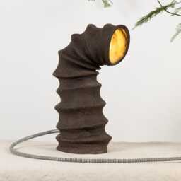 Handmade Ceramic Desk Lamp Unique Sculptural Lighting, Contemporary White Clay Light, Minimalist Table Lamp - thumbnail 3