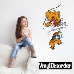 Koi Fish Wall Decal - Fabric Vinyl Removable & Reusable Koifishuscolor003Et