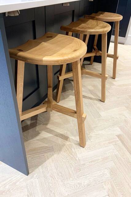 Set Of 2 Wooden Kitchen Island Bar Stools, Handmade in The UK {Shown Walnut & Oak} - image 1