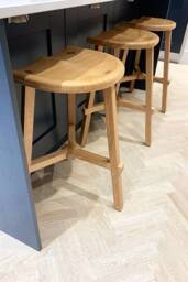 Set Of 2 Wooden Kitchen Island Bar Stools, Handmade in The UK {Shown Walnut & Oak}