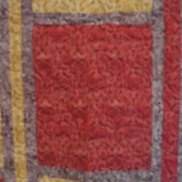 "Handmade Fall Throw Quilt Red-Orange & Gold Block Design - 46"" X 61" - thumbnail 2