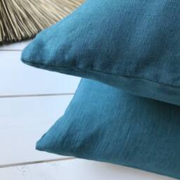 Set Of 2, 4, 6 Softened Linen Pillow Cases in Dusty Turquoise/Linen Throw Pillows Marine Blue/Decorative Cases/ - thumbnail 2
