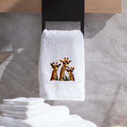 Embroidered Towel Funky Giraffes With Sunglasses, Personalized Luxury Cotton - thumbnail 2